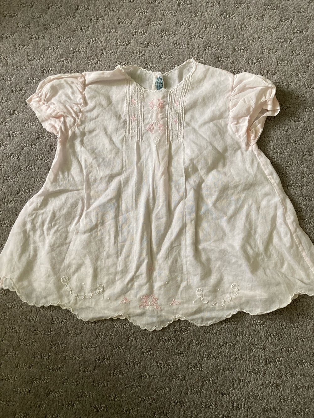 Vintage '40s '50s Philippines handmade pink baby dress, Sz 1.